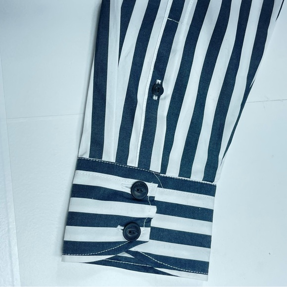 RAG & BONE Women's Maxine Cotton Shirt Black White Stripe Ck Measure for Size - Picture 4 of 7